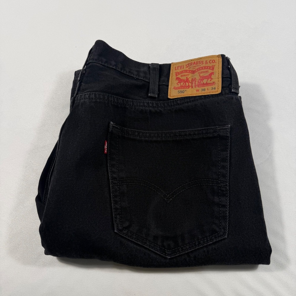 Levi's 550 Relaxed Fit Jeans Men W36 L34 (Fits 38x32) Black Denim Classic Casual